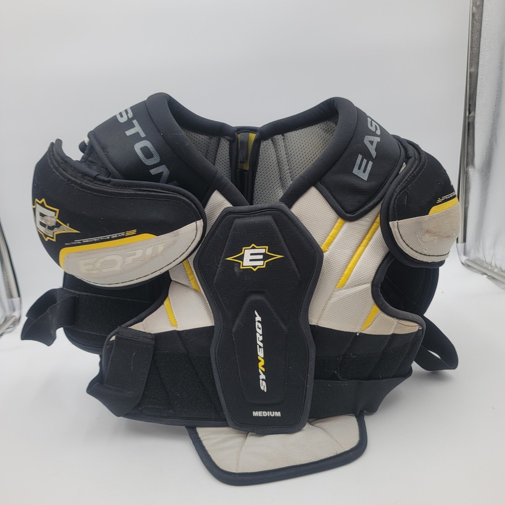 Easton Synergy EQ20 Hockey Shoulder Pads Mens Medium Black Yellow Spine-Tec